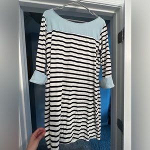 striped dress with three quarter sleeves